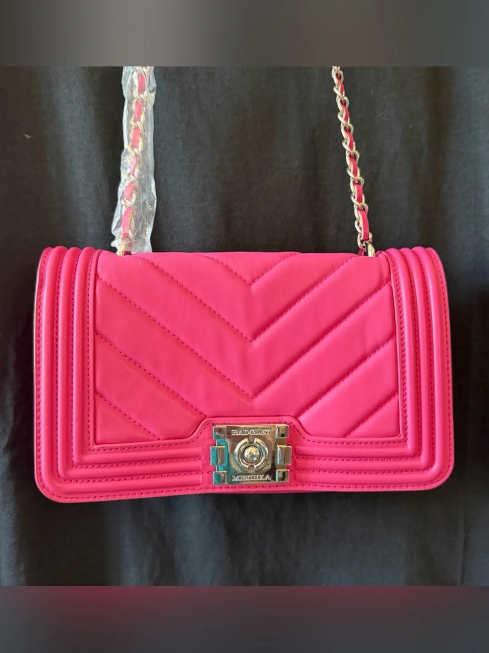 Badgley Mischka Vegan Quilting Cross Body Bag Hot Pink